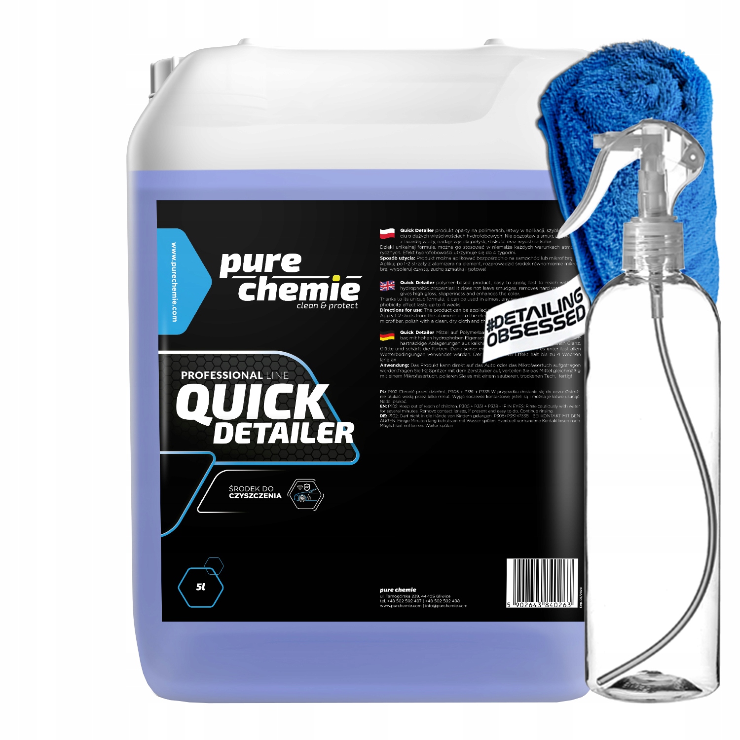 Pure Chemie Quick Detailer 5L dodáva lesk a zvýrazňuje hĺbku farby