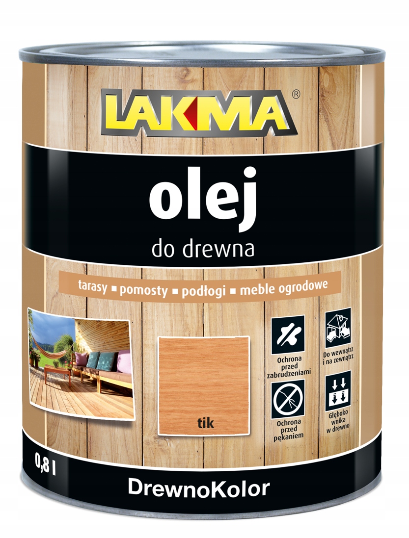 LAKMA Olej do Drewna Tarasów Podłóg Mebli Ochronny Tik 2,5L