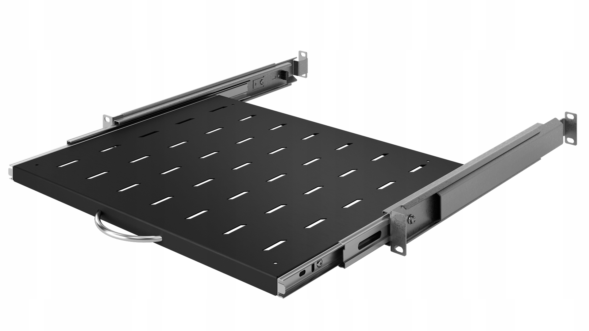 Półka Rack 19" 1U 350 mm Półka Wysuwana do Szafy Rack Czarna Stalflex