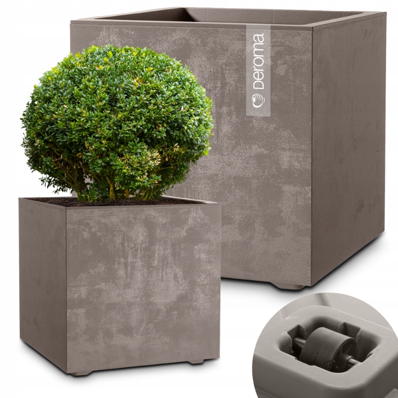 Donica Doniczka Deroma Efekt Beton Na Kółkach 49CM Cubo Millennium Piaskowa