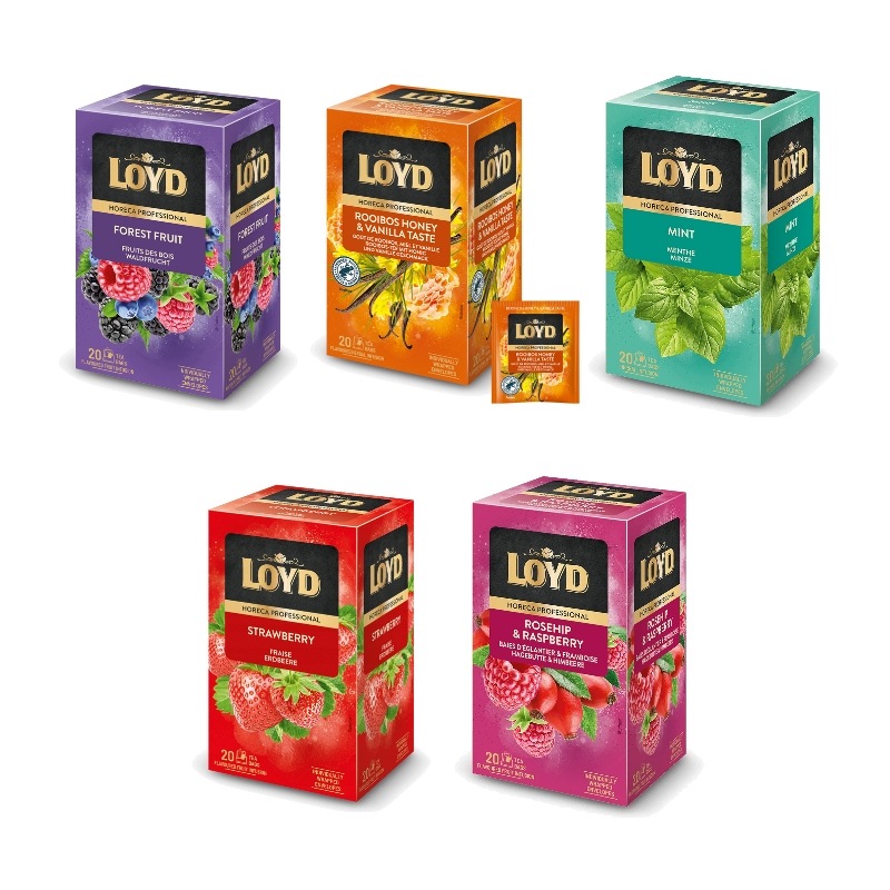 Loyd Horeca Sada bylinných ovocných čajů 5 příchutí 100 sáčků