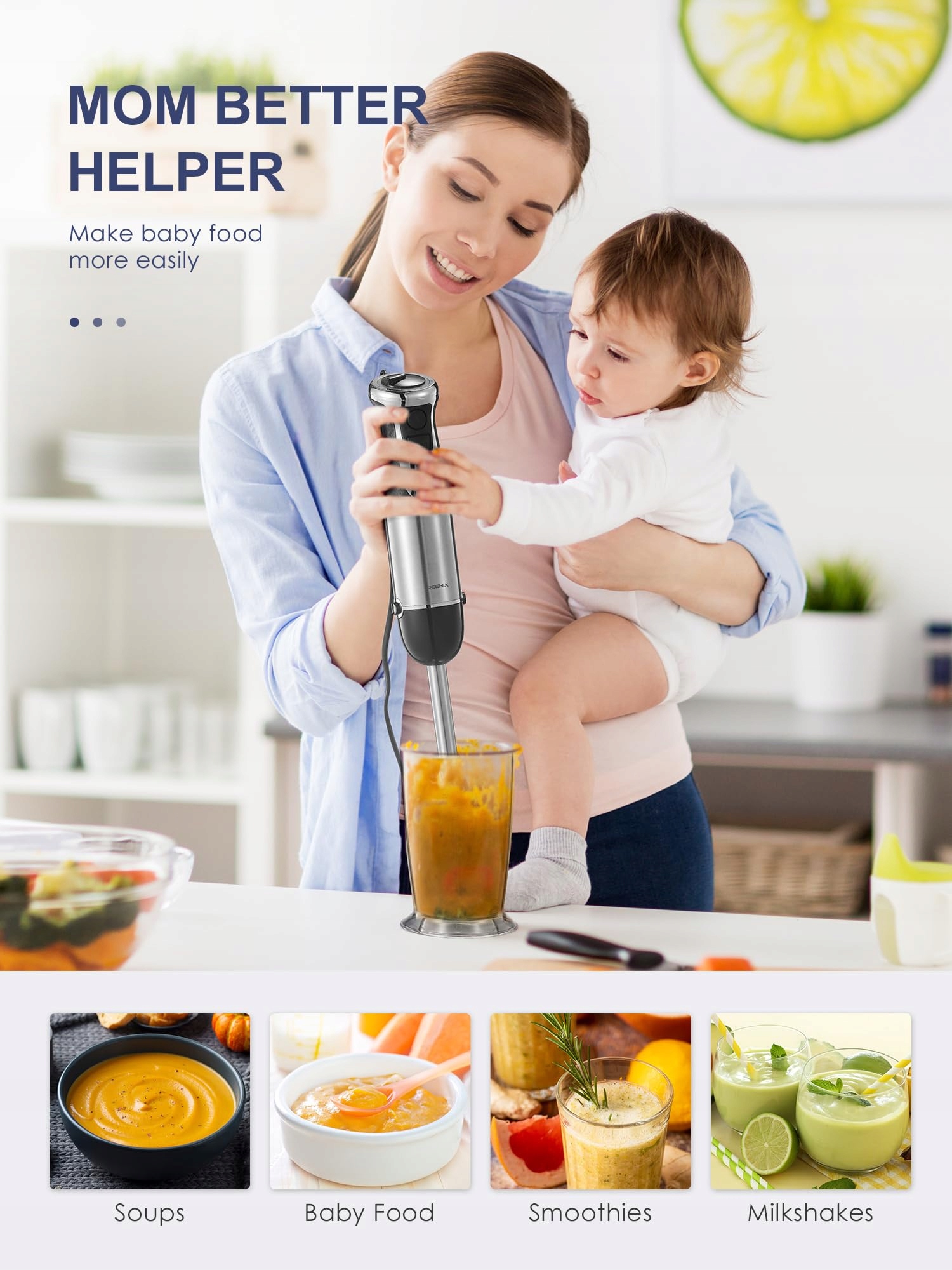 Reemix: STABMIXER 5W1 Blender Ręczny 1000W 12 Prędkości Turbo — miniatura 6