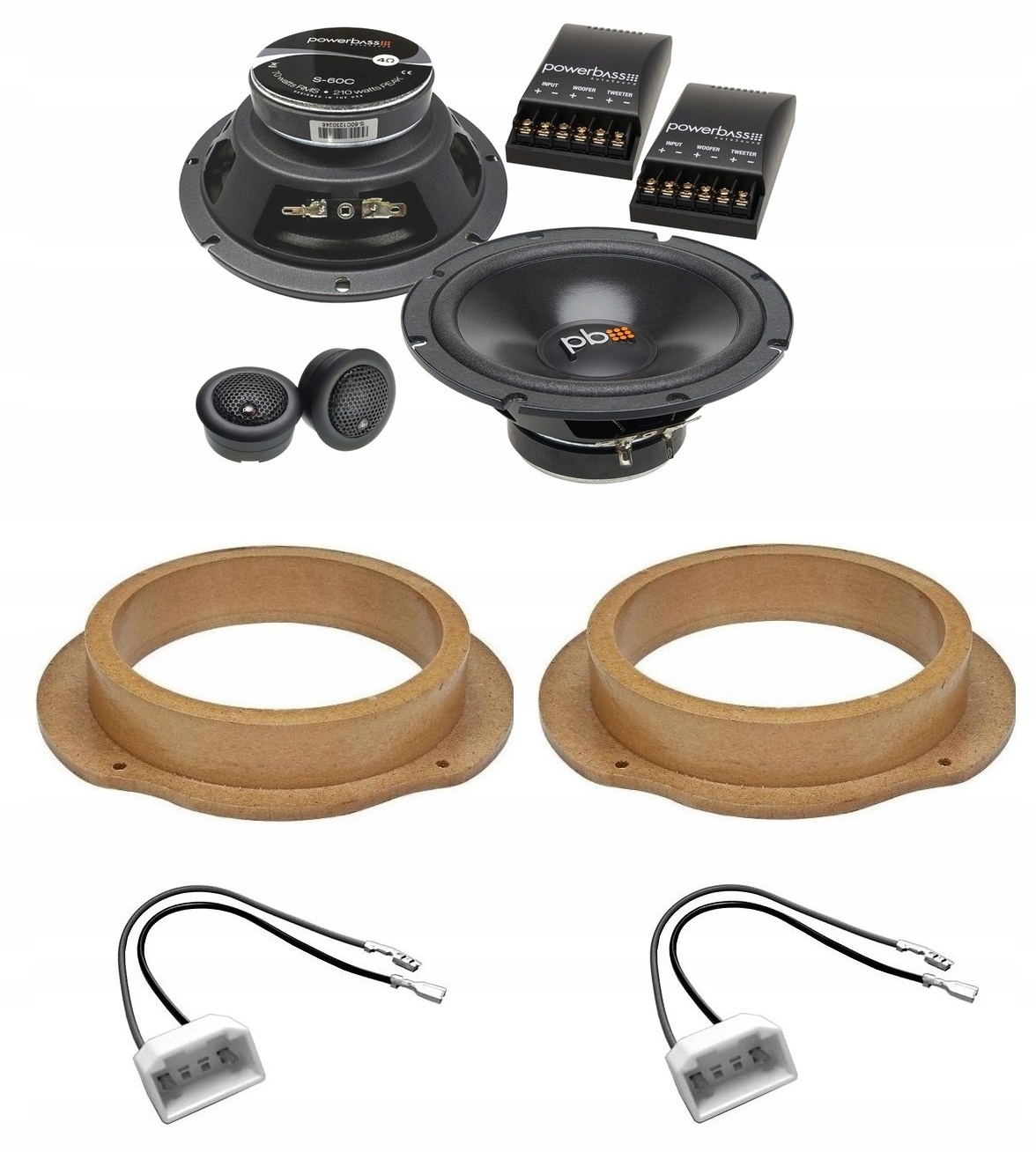 Powerbass S-60C Distanční reproduktory Ford Fiesta 6 C-Max 1 Focus 2 Kuga 16,5 cm