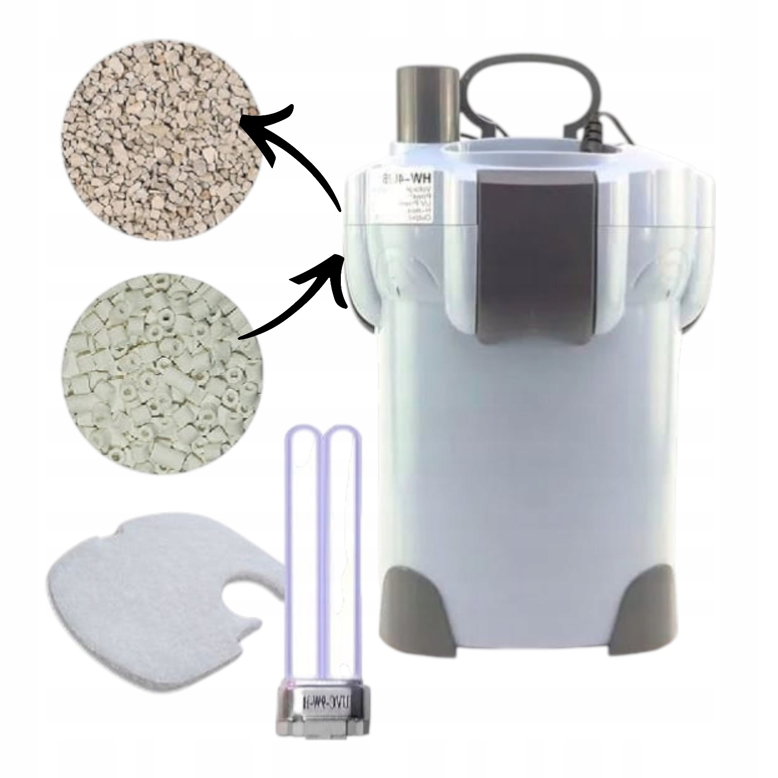 Nowoczesny Niezawodny Filtr Kubełkowy 1000l/h z Lampą Uv-c 9W do 250l