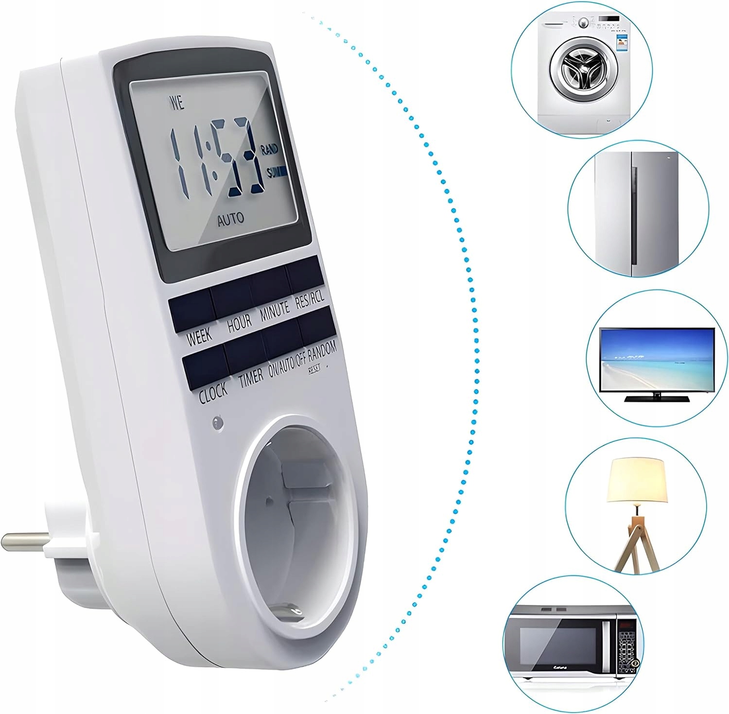 PROGRAMATOR CZASOWY DO GNIAZDKA WYŚWIETLACZ LCD 16A 10 PROGRAMÓW Marka inna