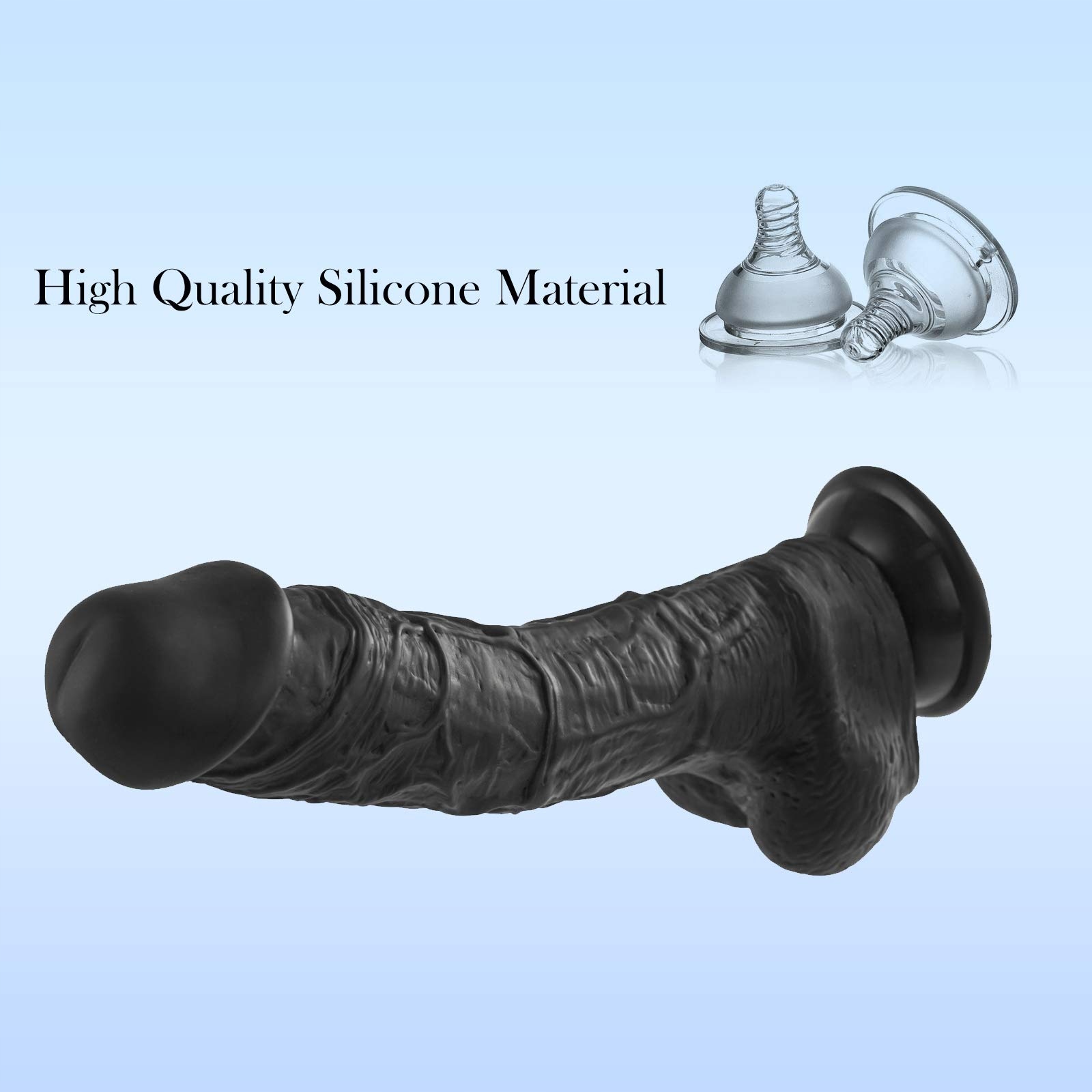 Realistyczny Dildo z Przyssawką, Czarny Silikonowy Penis — miniatura 7