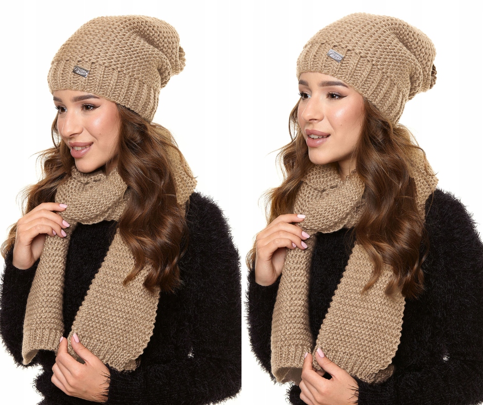 Dámská souprava – čepice typu "šmoulinka" a zimní šála