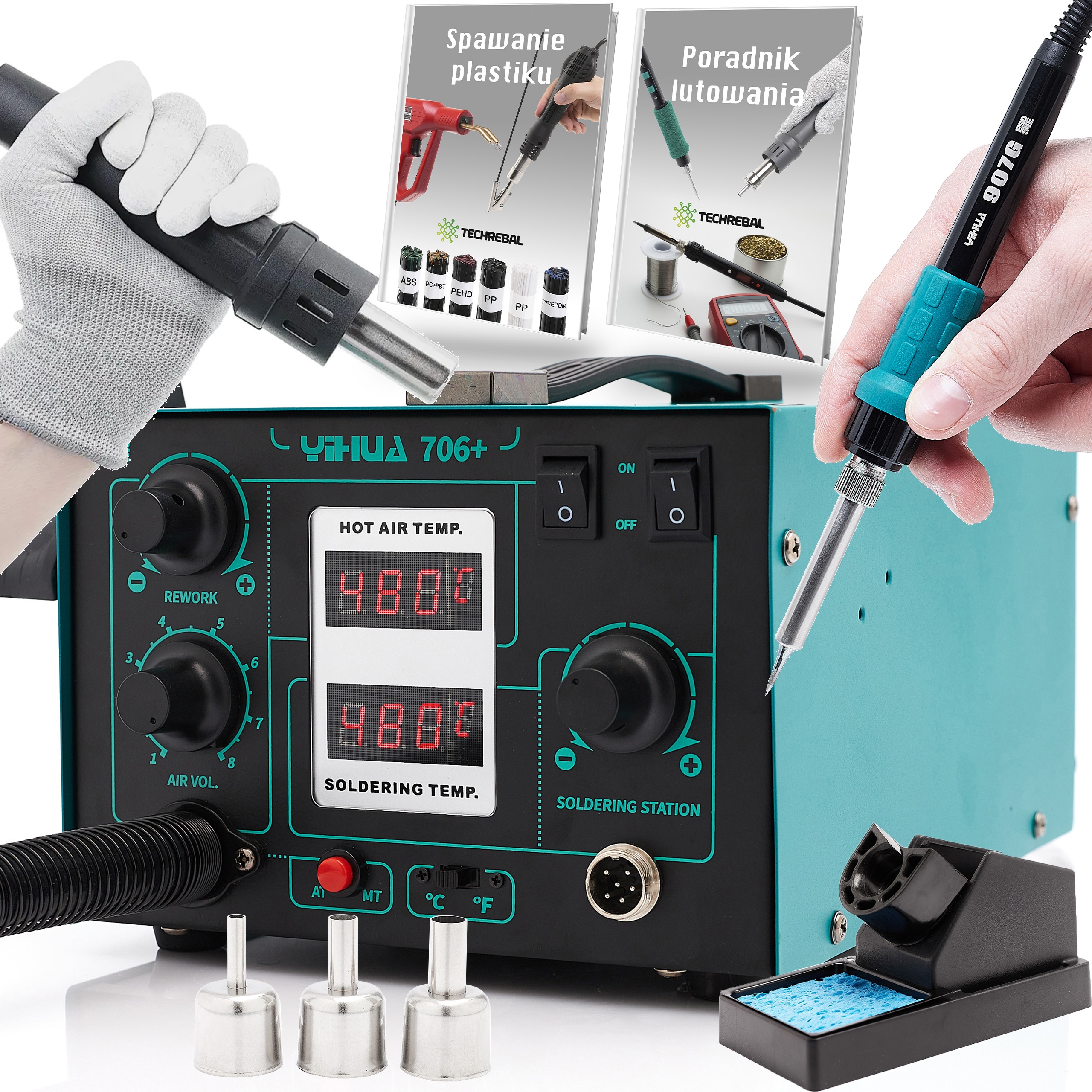Pájecí Stanice 2v1 Hot Air Baňková Páječka Yihua 706+ 640W Bga