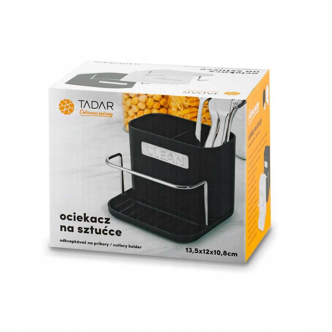 OCIEKACZ NA SZTUĆCE Czarny suszarka 2 KOMORY PLASTIKOWY POJEMNIK Tadar EAN (GTIN) 5903313425087
