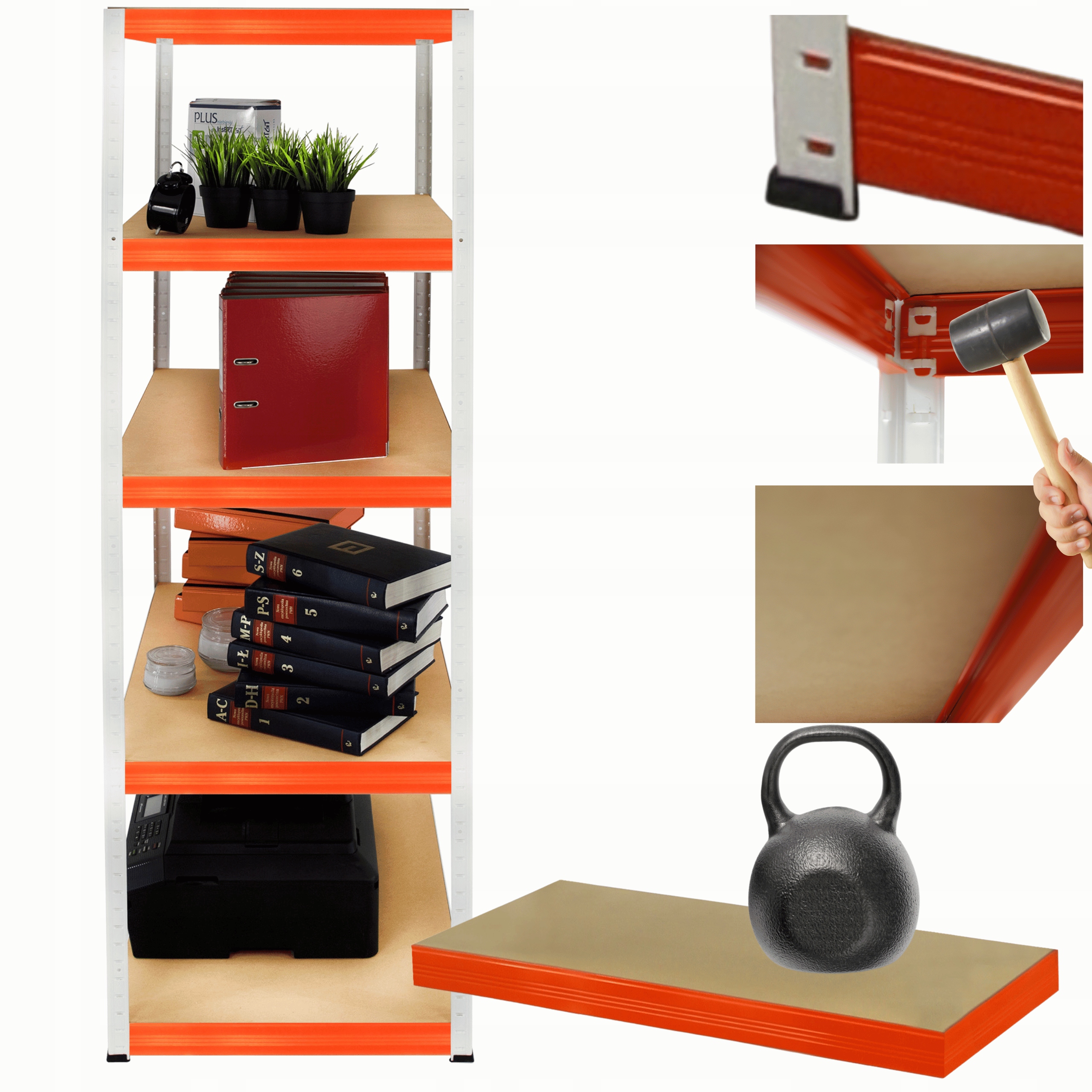 Kovový skladový regál Helios 180x35x35 cm 5Px175 kg Trvanlivý Pl