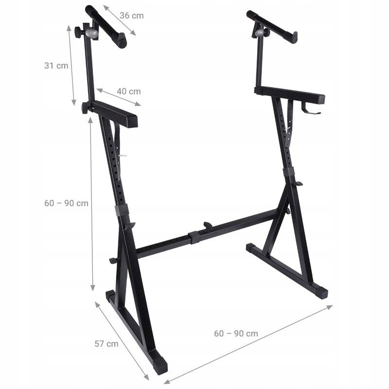 STATYW STOJAK pod KEYBOARD KLAWISZE PIANINO ORGANY PODWÓJNY REGULOWANY Marka DNA