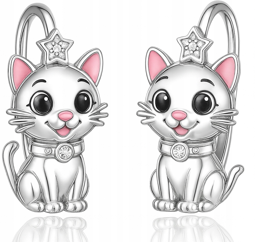 Kolczyki srebrne kot kotki dla dziewczynki angielskie srebro 925 oryginalne