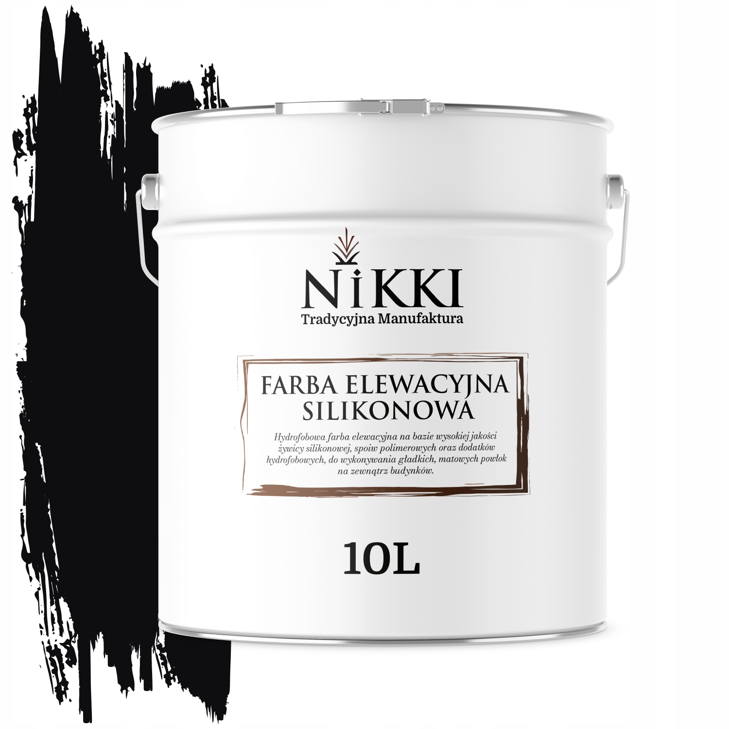 Vonkajšia Fasádna Silikónová Fasádna Farba 10 L Čierna Hlboká Ral 9005