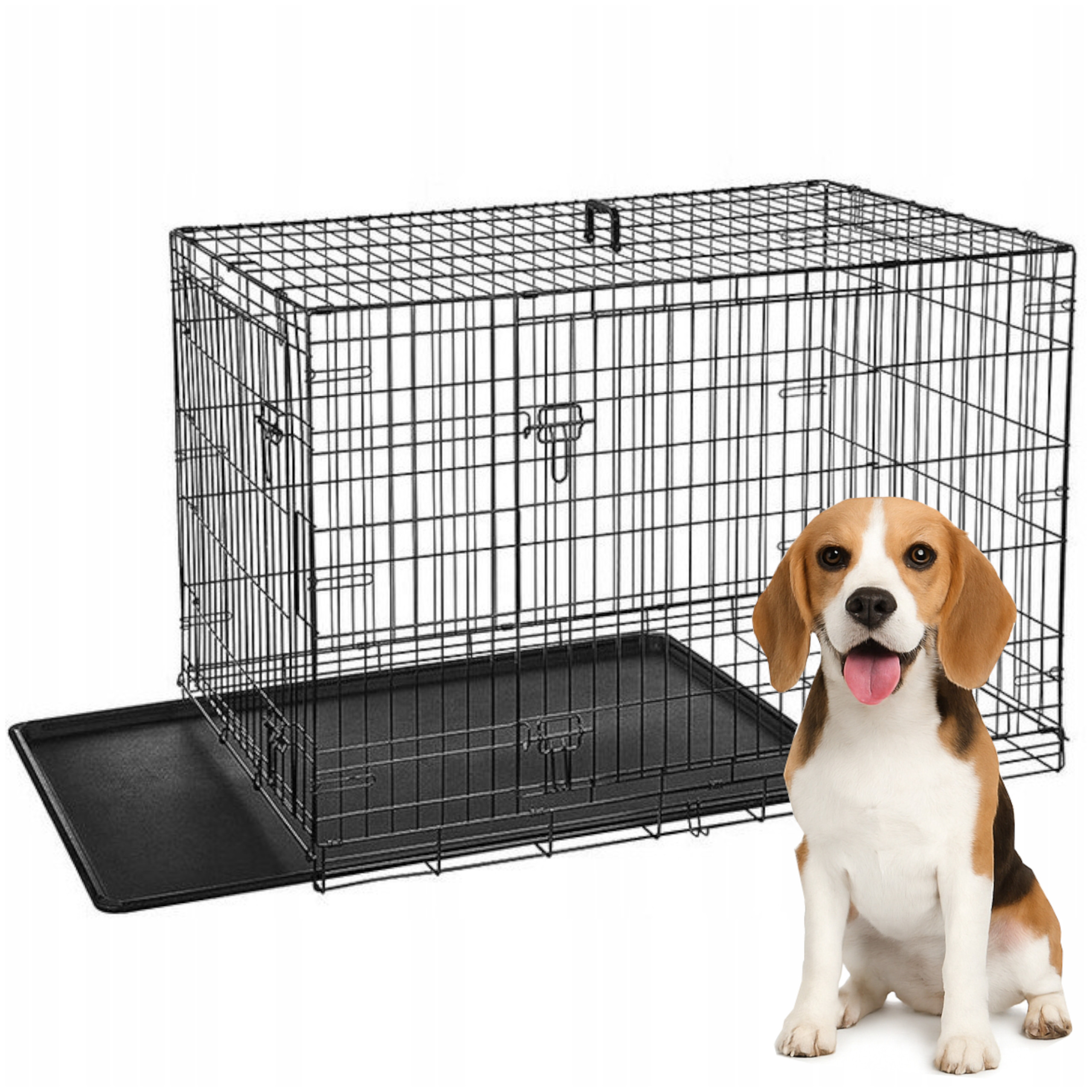 Klatka Dla Psa Zwierząt Metalowa Kennelowa Kojec Transporter L 76x53x59 cm