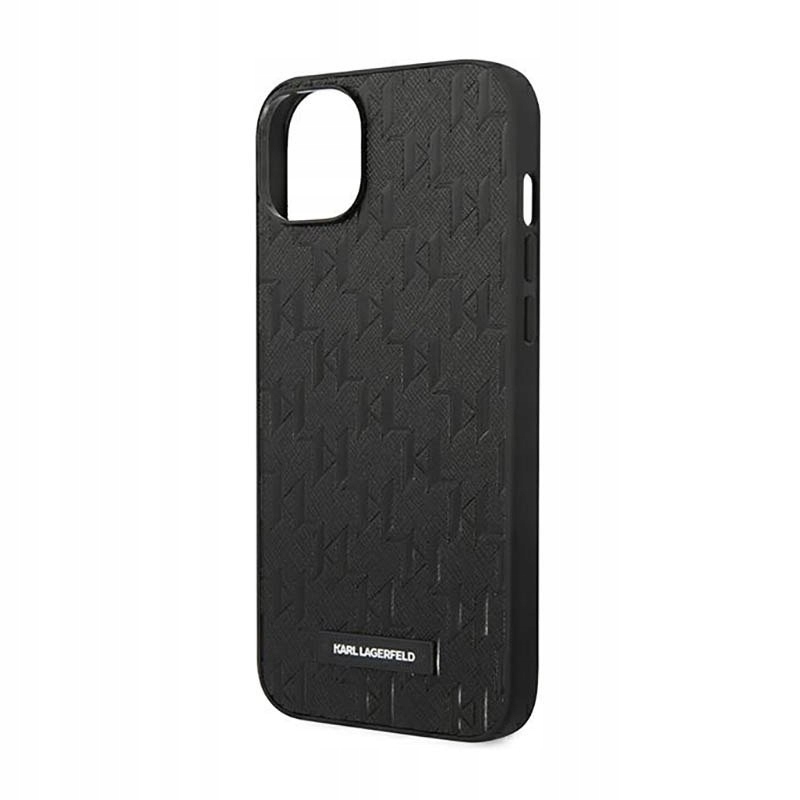 Karl Lagerfeld Saffiano Mono Metal Logo Pouzdro pro iPhone 14 Plus (černé)