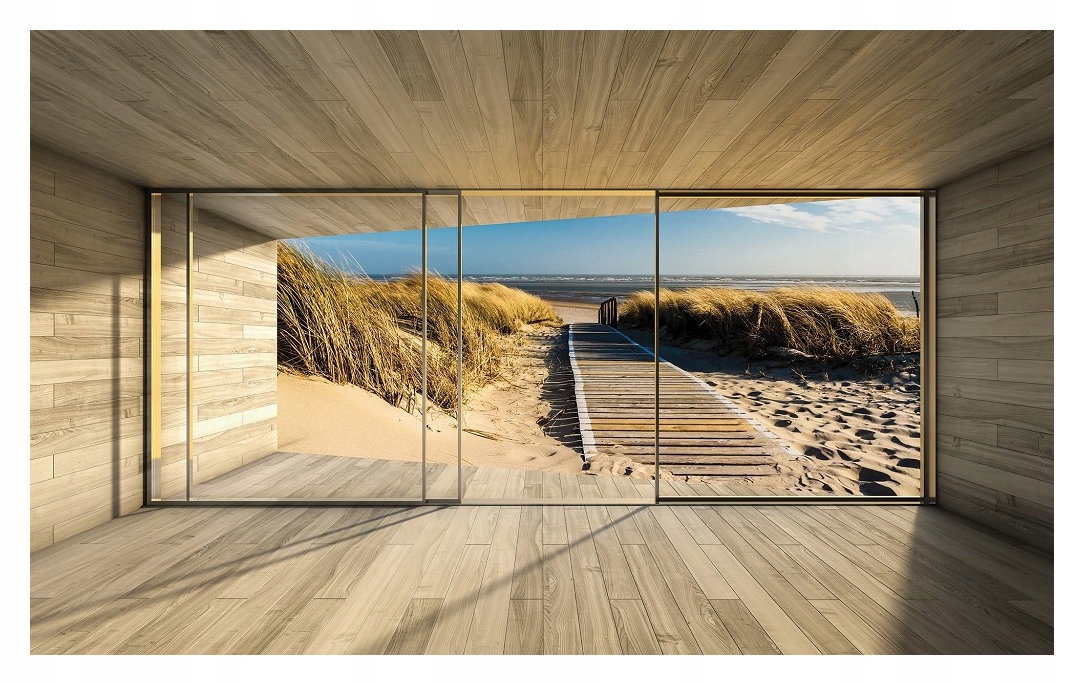 Fototapeta Plážová krajina z okna duny moře nebe 312x219 lepidlo