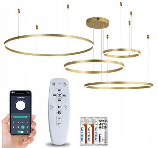 Lampa Wisząca Sufitowa Żyrandol Led Ring Salonu Złota Nowoczesna XXL Duża