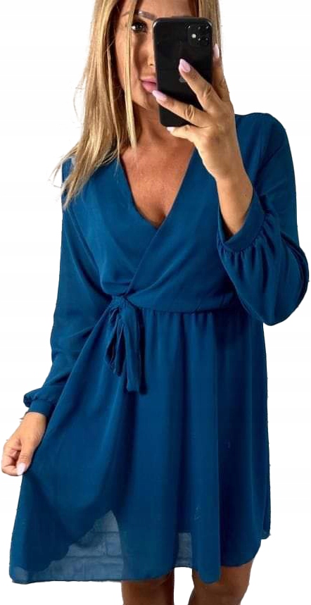 Šaty Elegantní Žerzejový výstřih Velké velikosti Modrá velikost 42