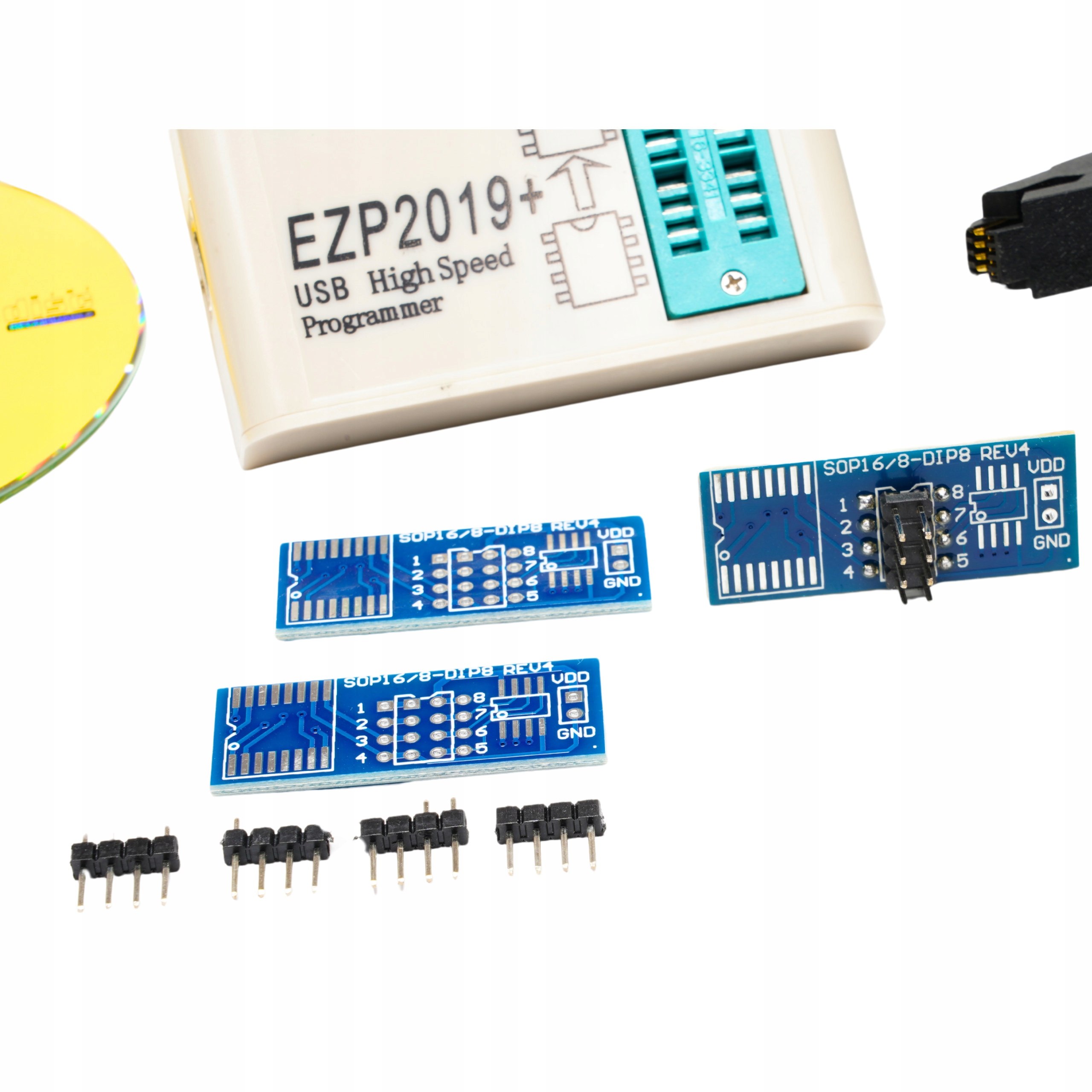 Zestaw programator EZP2019+ Eeprom Flash Bios z klipsem 6 adapterów Usb