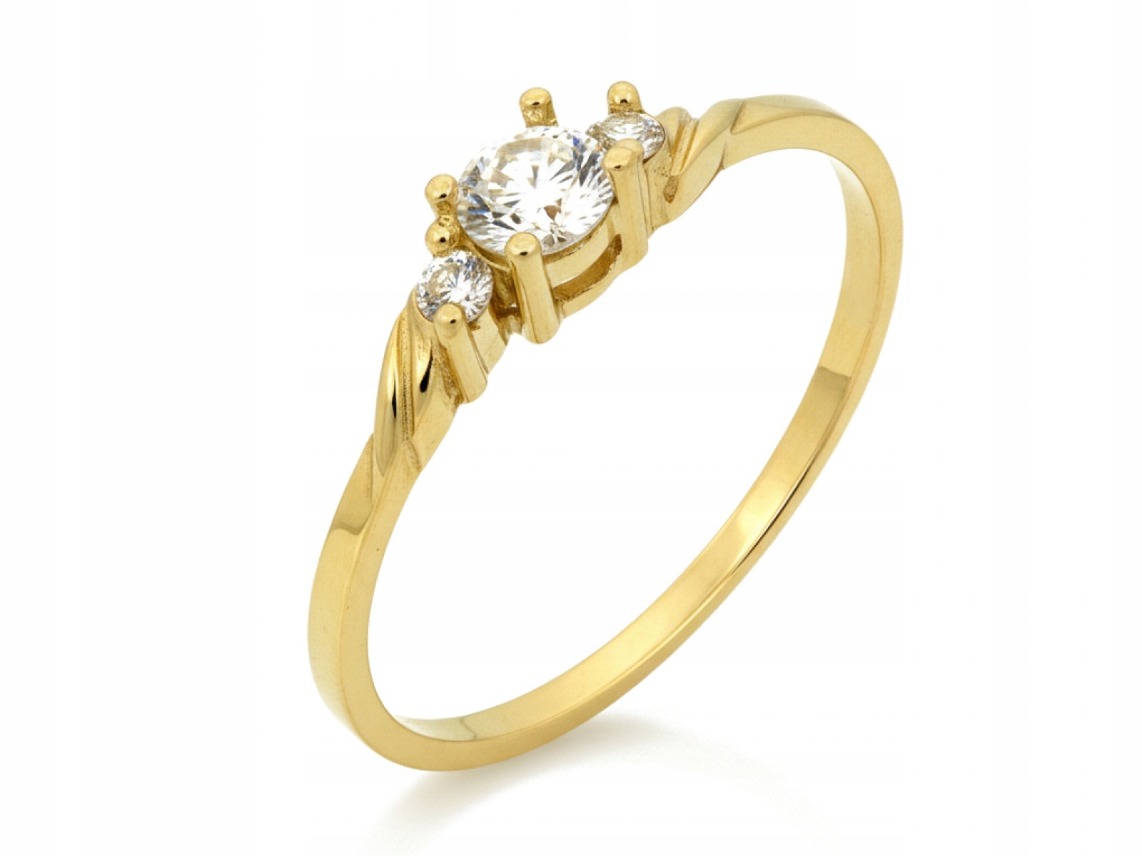 Zlatý prstýnek 585 s třemi 1.36g Bílými zirkony 14r