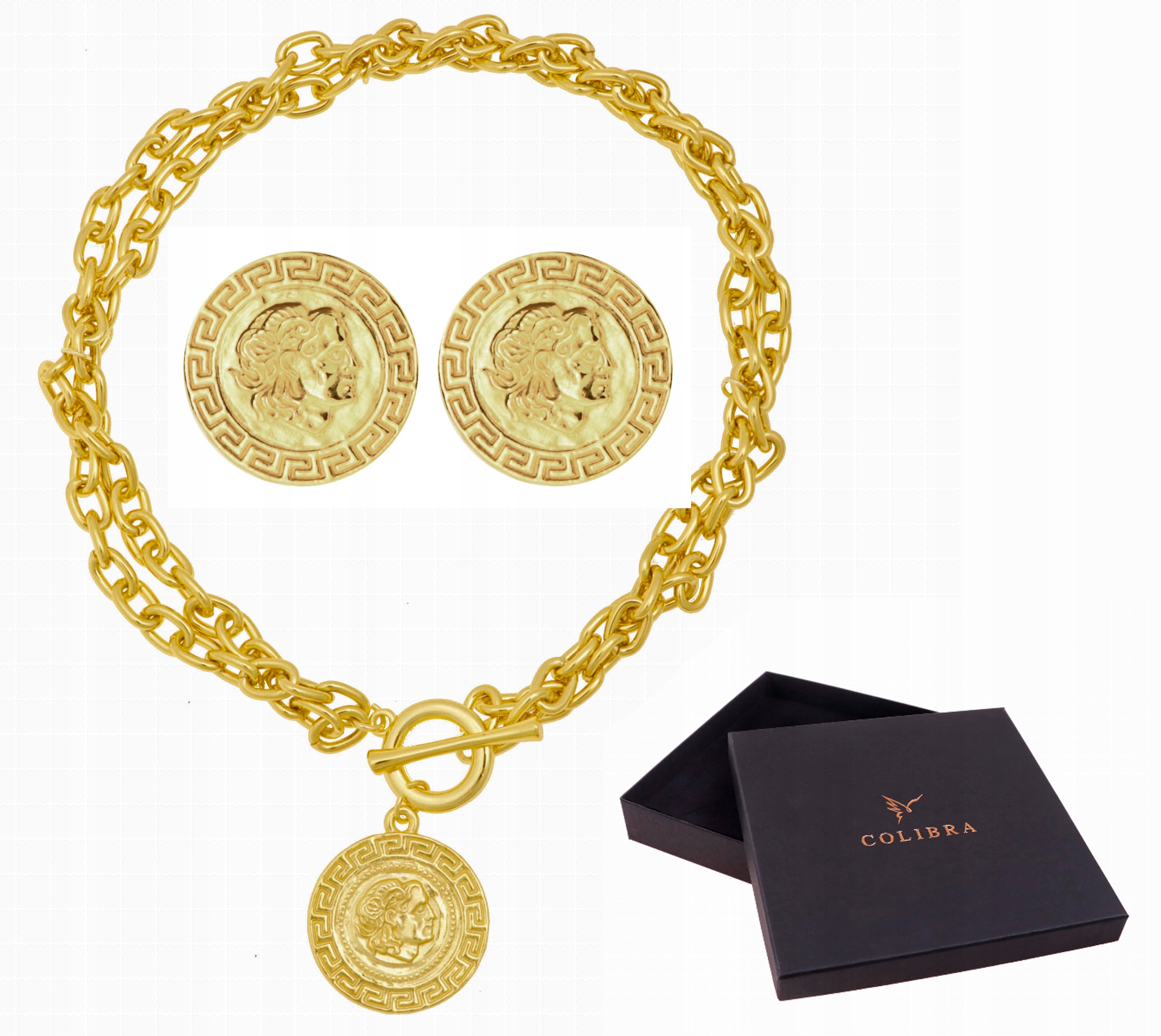 Komplet Zlatých Šperků S Mincemi pozlacený 24k Set Šperků Colibra
