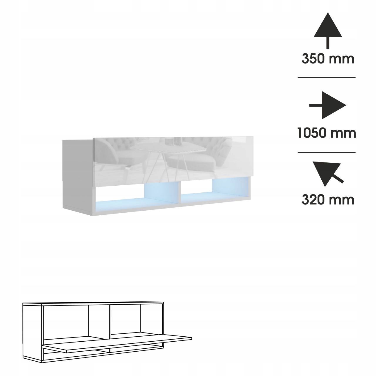 Meblościanka szafki RTV biały połysk QUAD Kolor frontów biały
