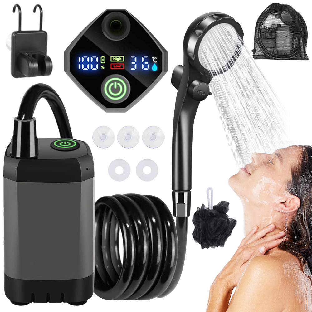 Prysznic Turystyczny Przenośny Z Pompą Led 6000MAH Do Kempingu Mycia Psa