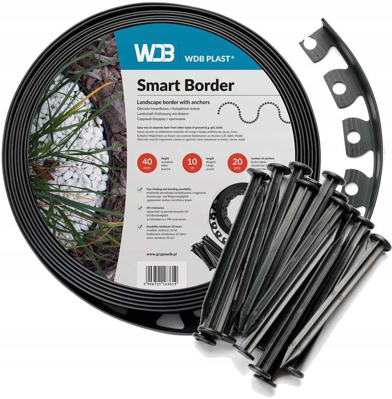 Obrzeże Ogrodowe Trawnikowe Border 30m 60x Kotwy