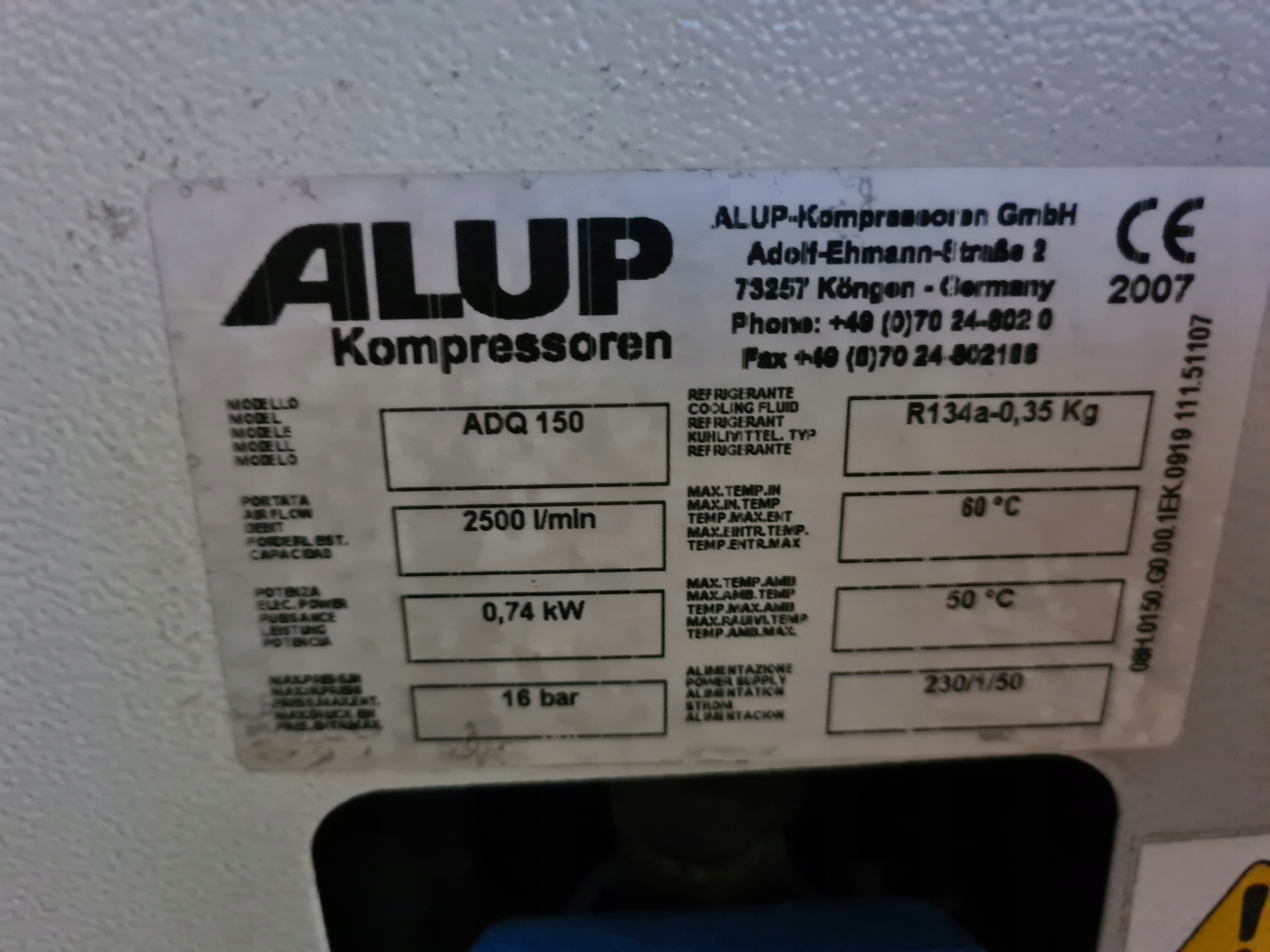 Osuszacz ziębniczy ALMIG ADQ 150, 2,5m3/min Zasilanie sieciowe