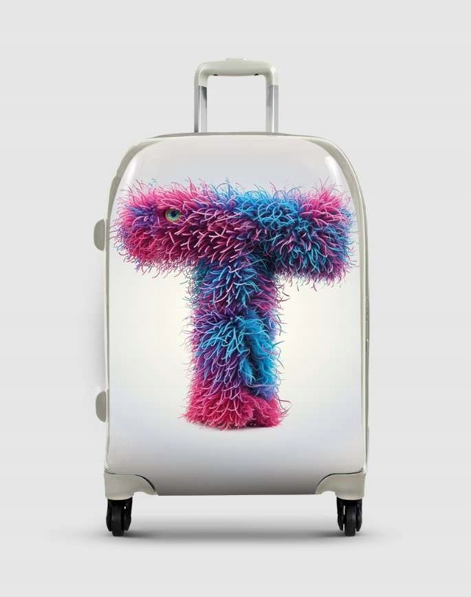 Dětský kufr s písmenem T, personalizovaná kolečka Tsa 360° vel. S