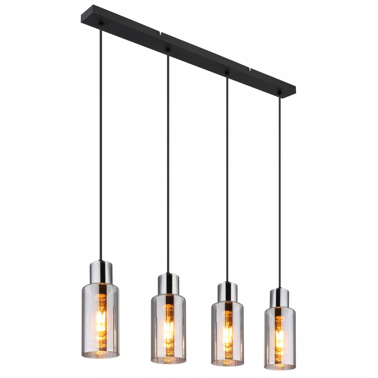 Závesná lampa Lidaria čierna matná so 4 svetelnými zdrojmi E27