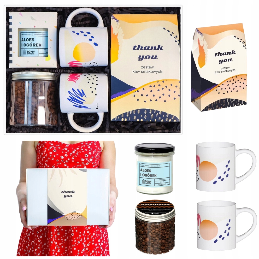Levně Velký Box s kávou Thank You pro učitele, dárek se svíčkou a příslušenstvím