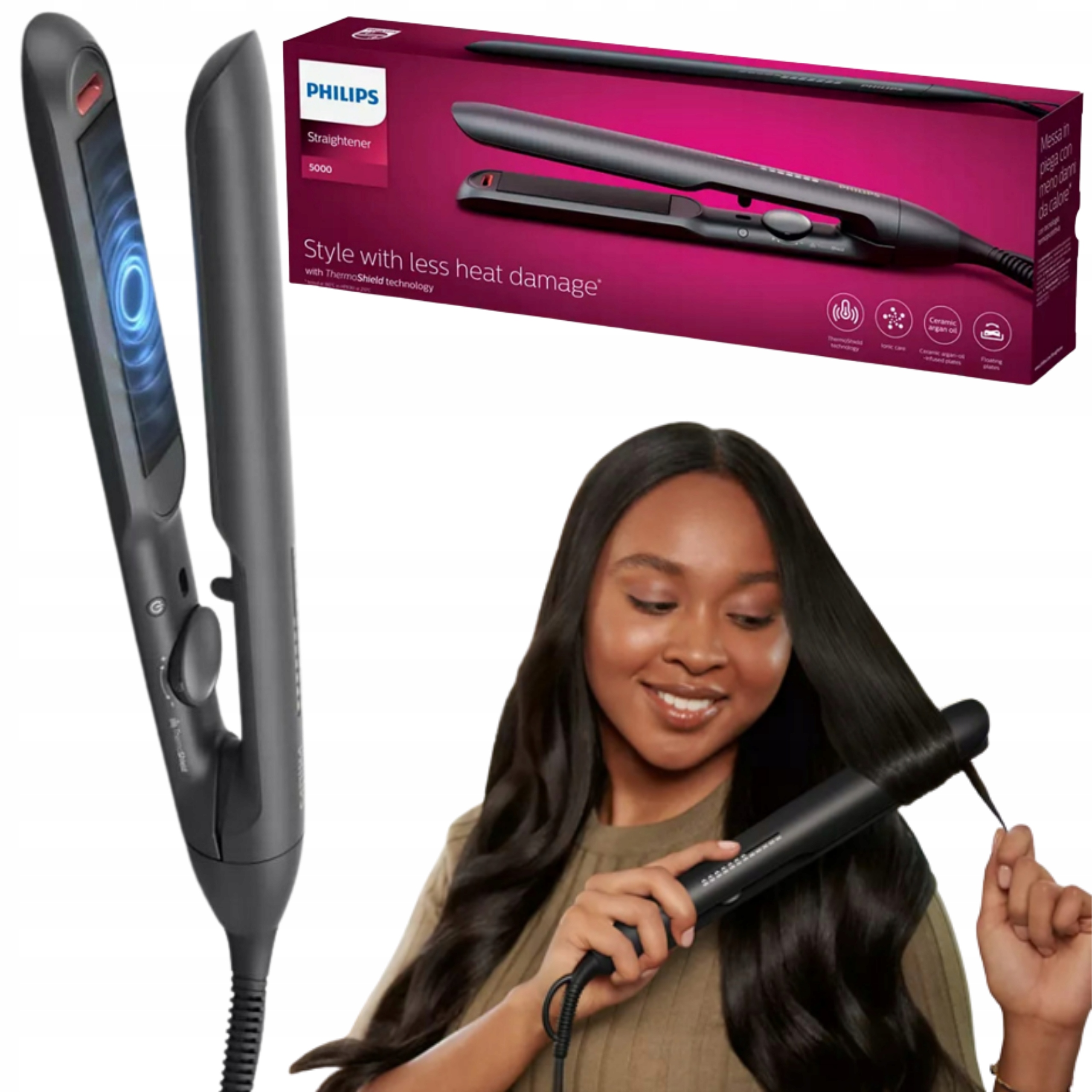 PROSTOWNICA PHILIPS JONIZUJĄCA ZESTAW + ETUI ŻAROODPORNE PŁYTKI CERAMICZNE