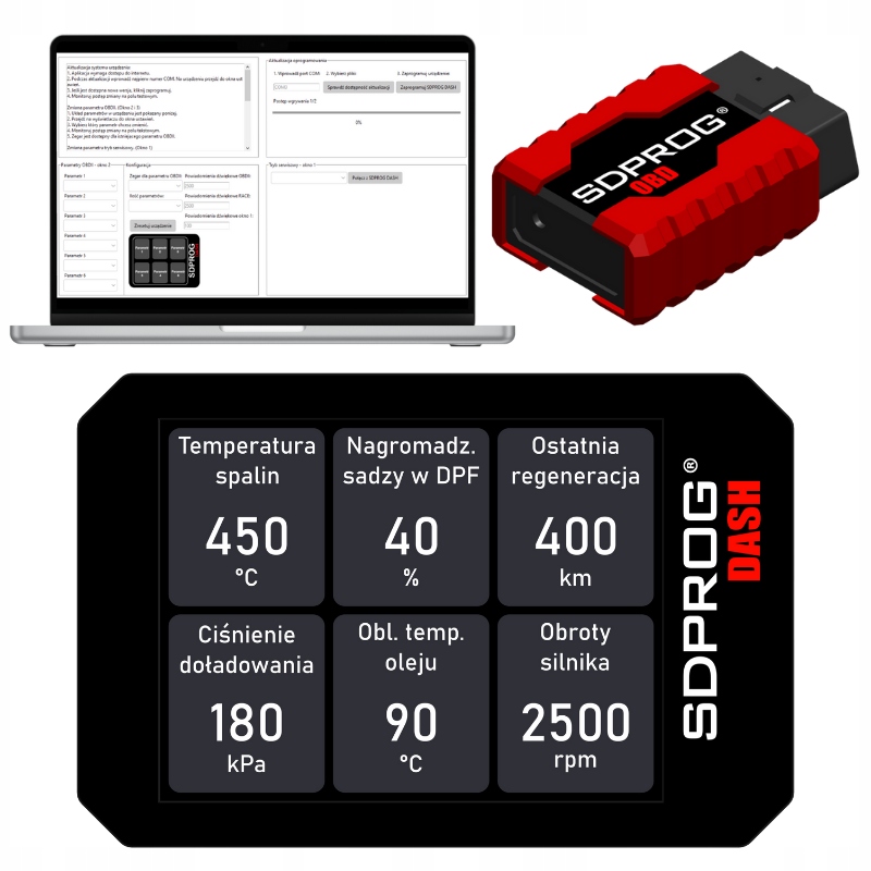 SDPROG DASH DPF VAG Audi Skoda Seat VW tester diagnostyczny + interfejs OBD