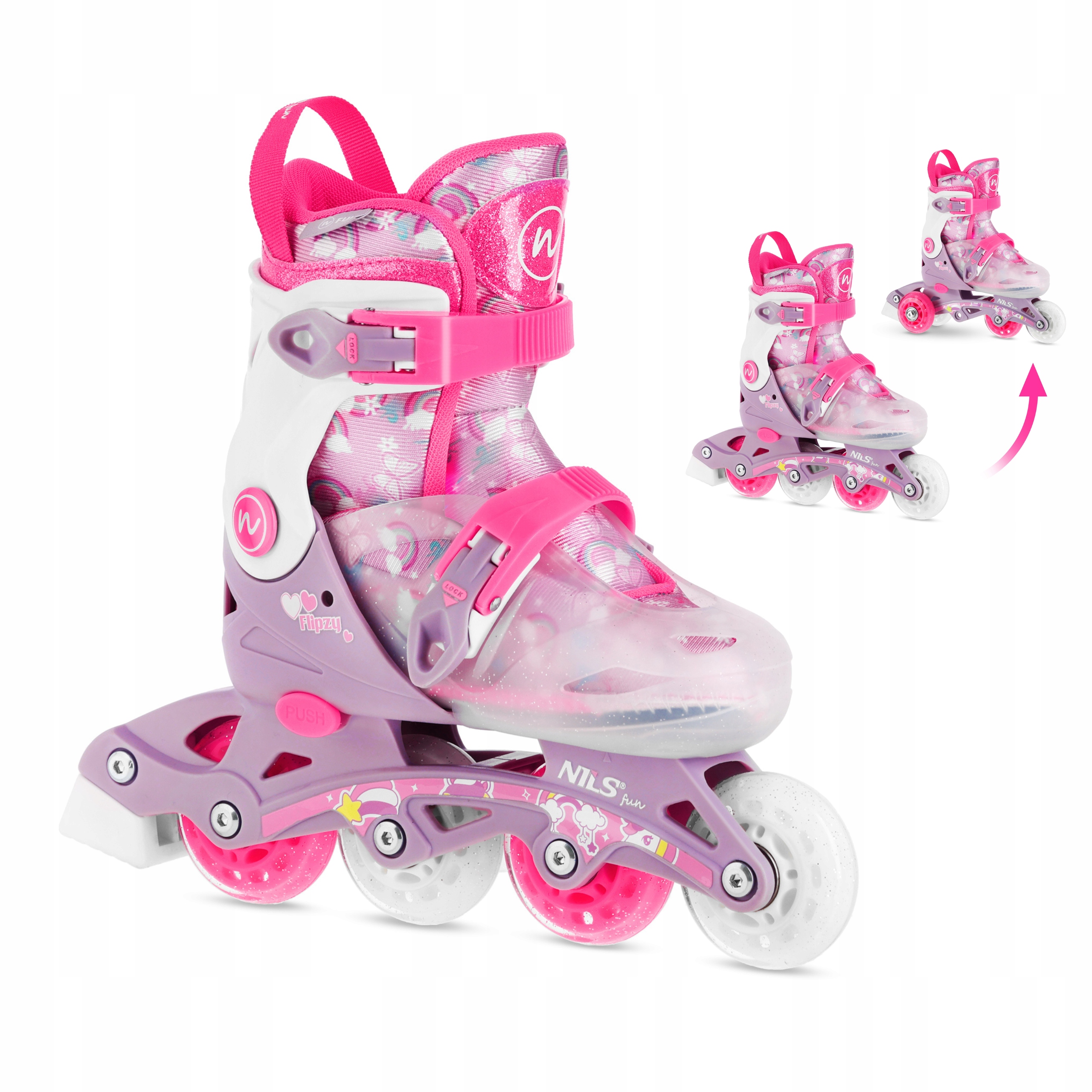 Brusle 2v1 2v1 růžové fialové Xs 27-30 Nils Fun