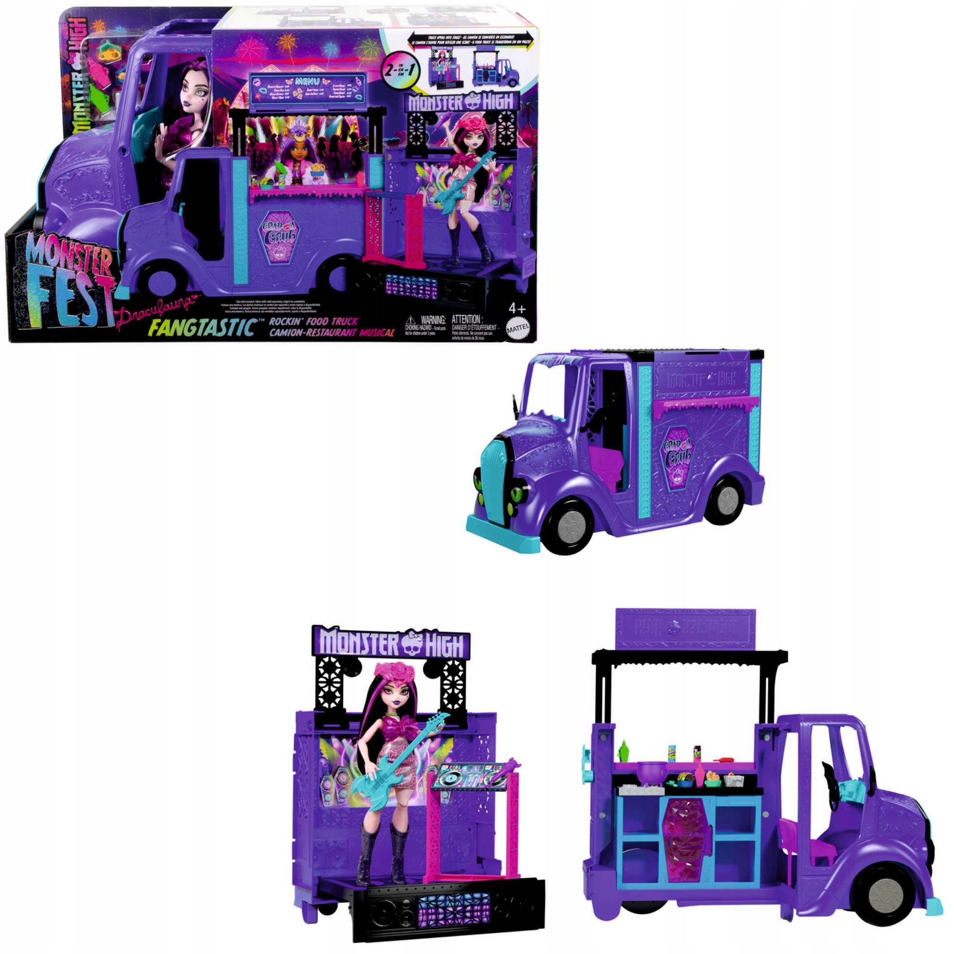 Monster High Draculaura Lalka Monster Fest Food Truck Ciężarówka Scena 2w1