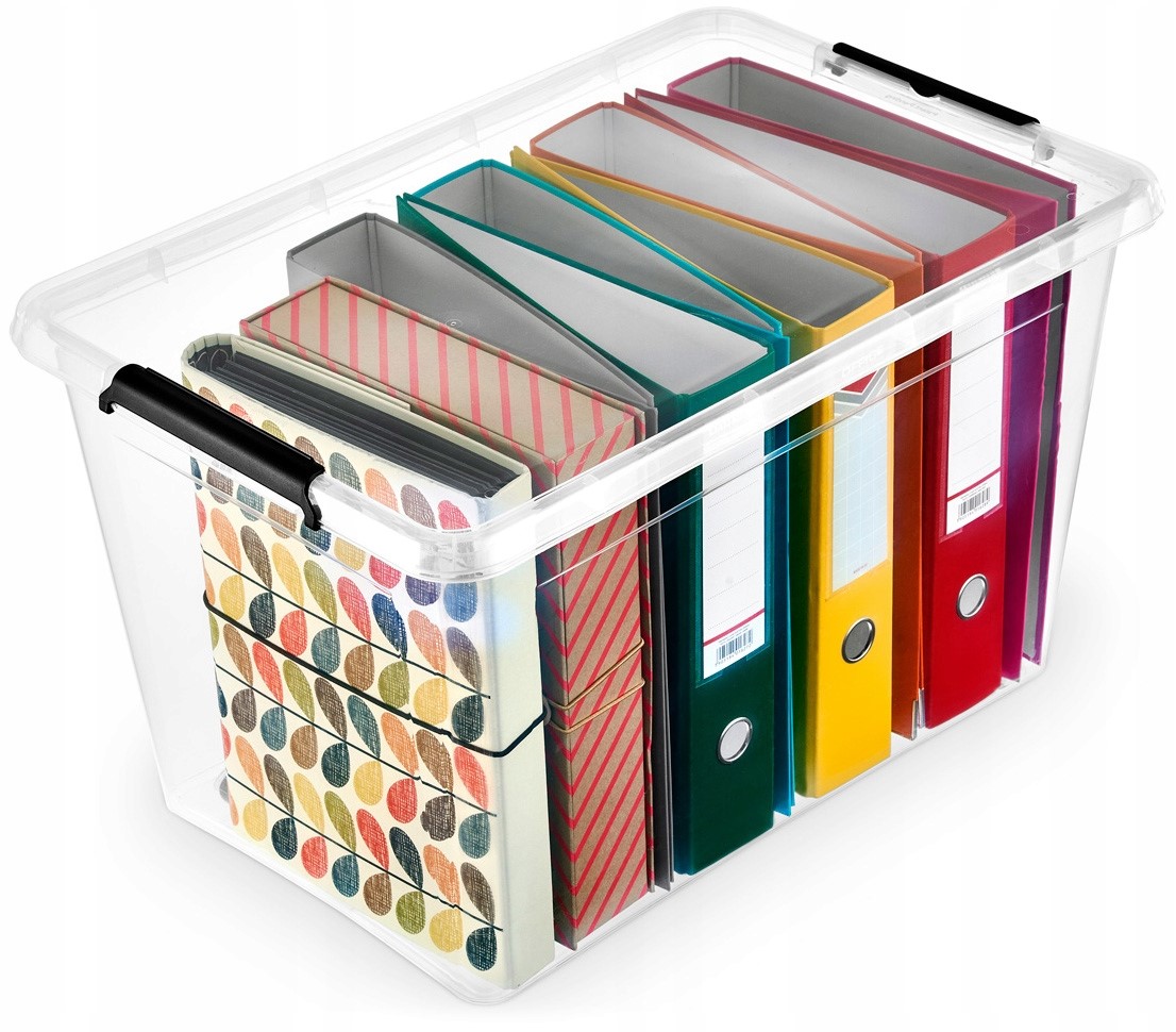 POJEMNIK PLASTIKOWY Z POKRYWKĄ KÓŁKAMI DO DOMU MOXOM SIMPLESTORE 60 L Marka MOXOM