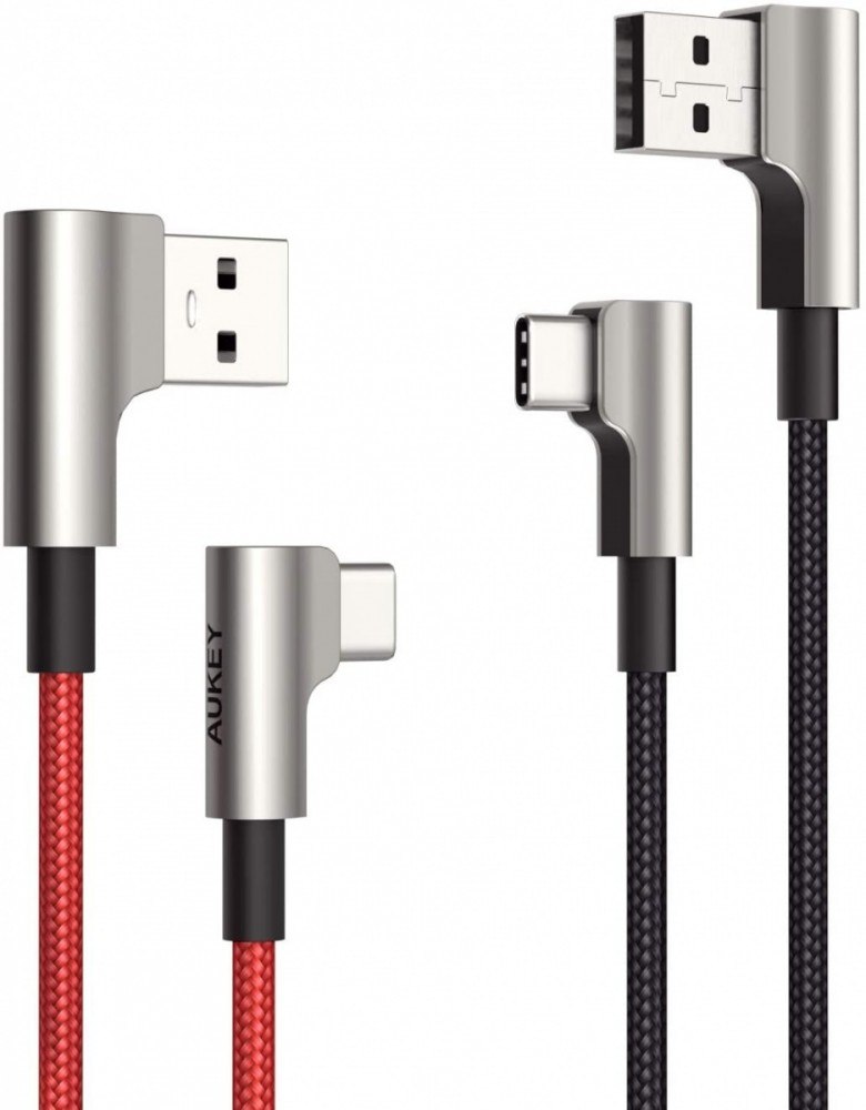 Aukey zestaw nylonowych kabli Usb-usb-c 2m kątowy