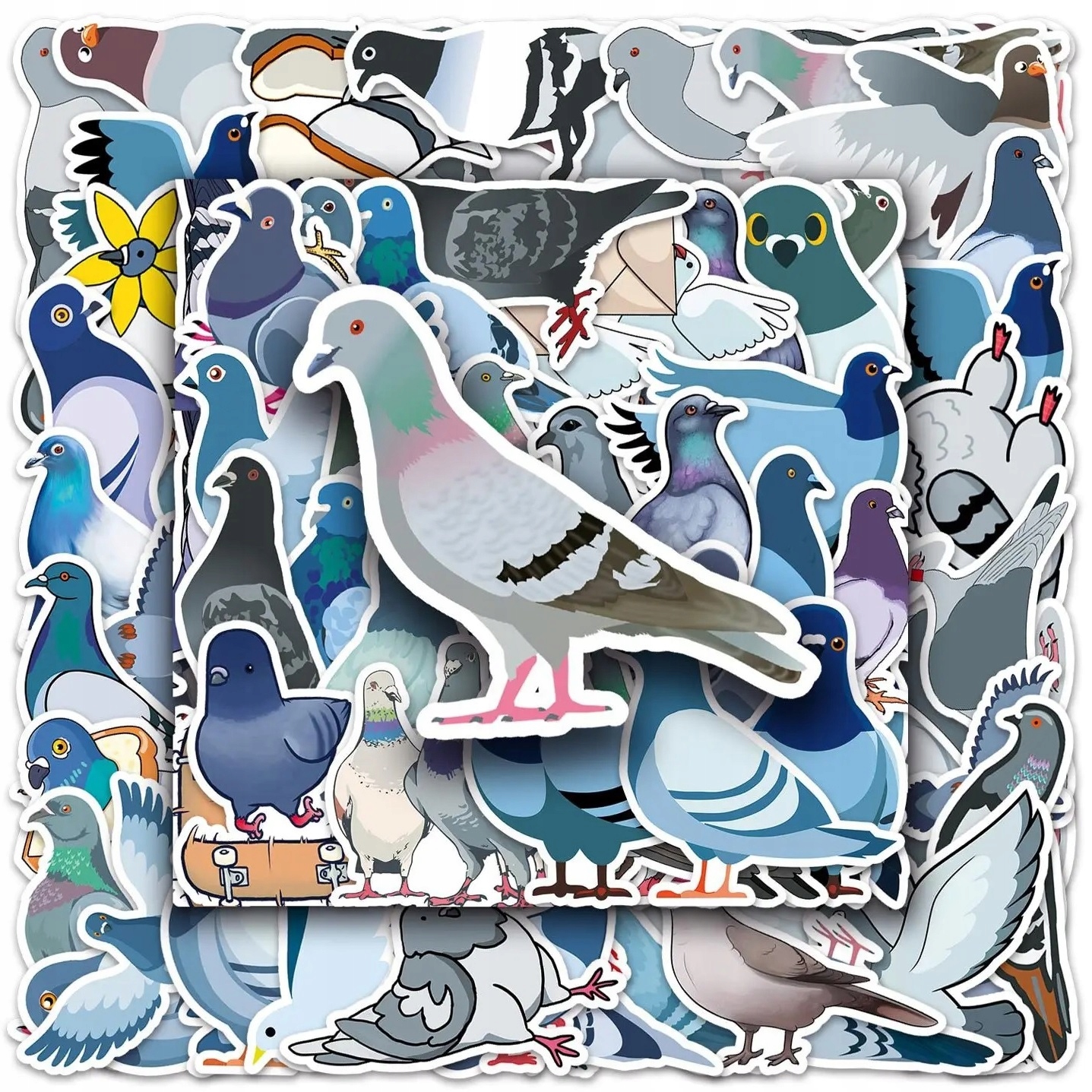 Naklejki Gołębie Ptaki Nalepki 50 sztuk