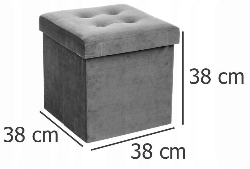 SKŁADANA PUFA ZE SCHOWKIEM PUFA 2W1 SZARY PODNÓŻEK Wysokość mebla 38 cm