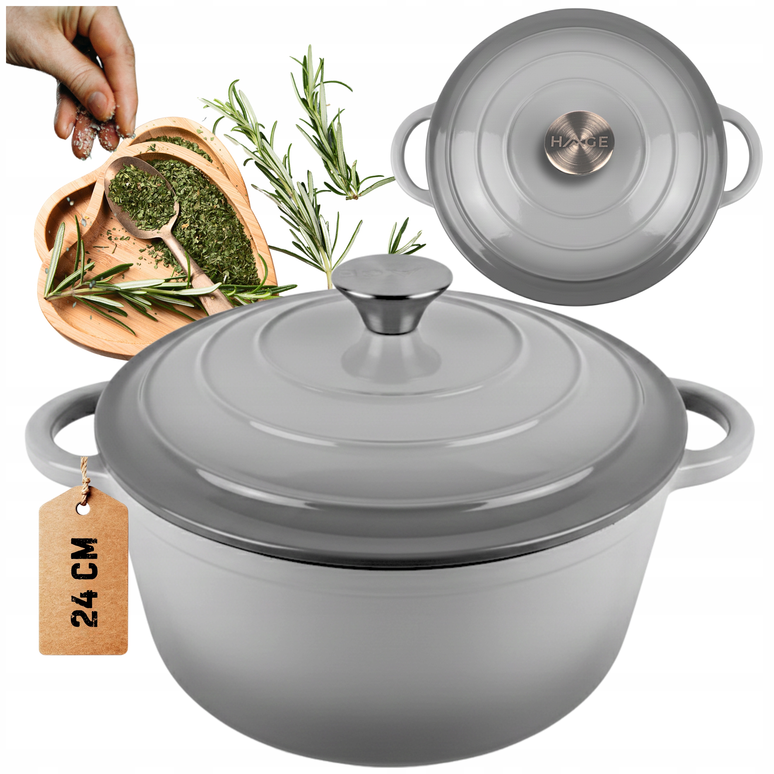 Hrnec Smaltovaný 4 L S Poklicí Šedý Plyn/indukce Trouba 24 CM