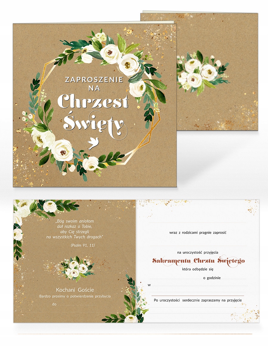 ZAPROSZENIA NA CHRZEST 3 SZT + KOPERTA EKO Marka bez marki