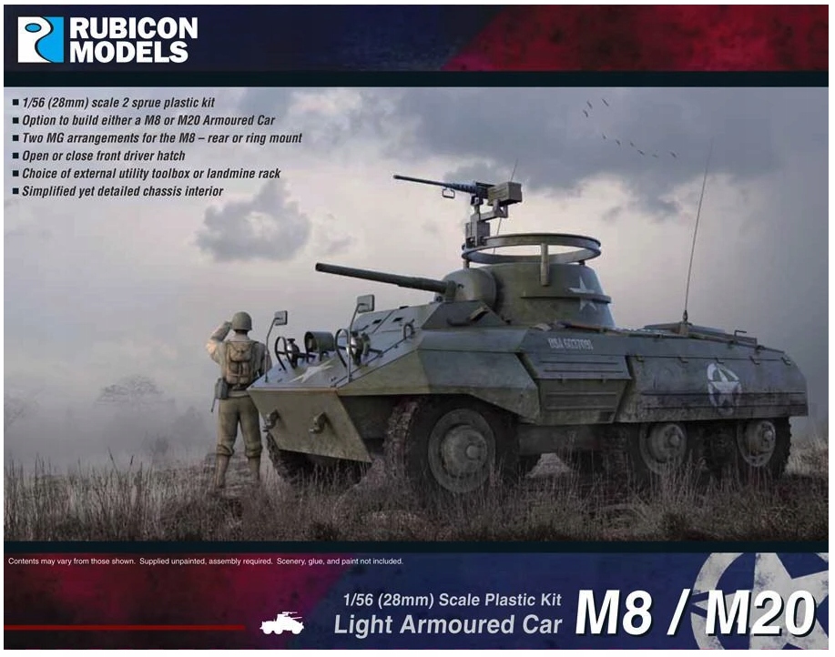 Rubicon Models - M8 Greyhound / M20 Scout Car Modele do Bolt Action 3ed