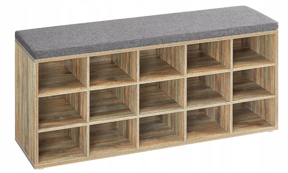 Skrinka na topánky s sedadlom Vasagle 105 x 48 x 30 cm, odtiene šedej farby