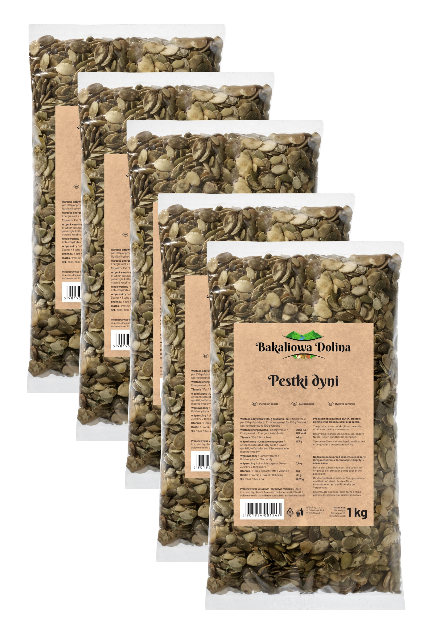 Levně Loupaná Dýňová Semínka 5 Kg 5000 G Přírodní Pecka