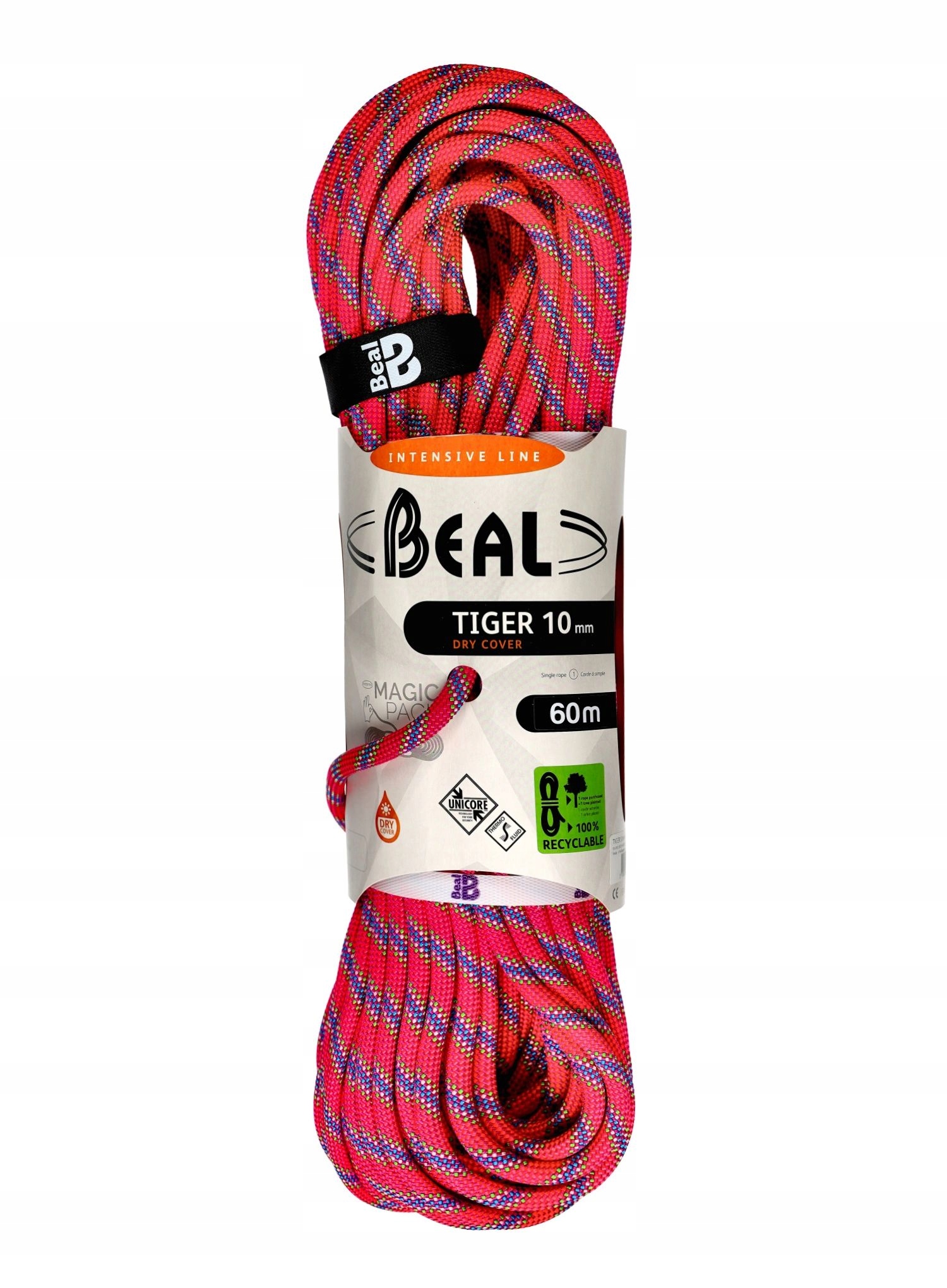 Dynamické lano Beal Tiger Unicore 10 mm x 60 m Dry Cover fuchsiová barva