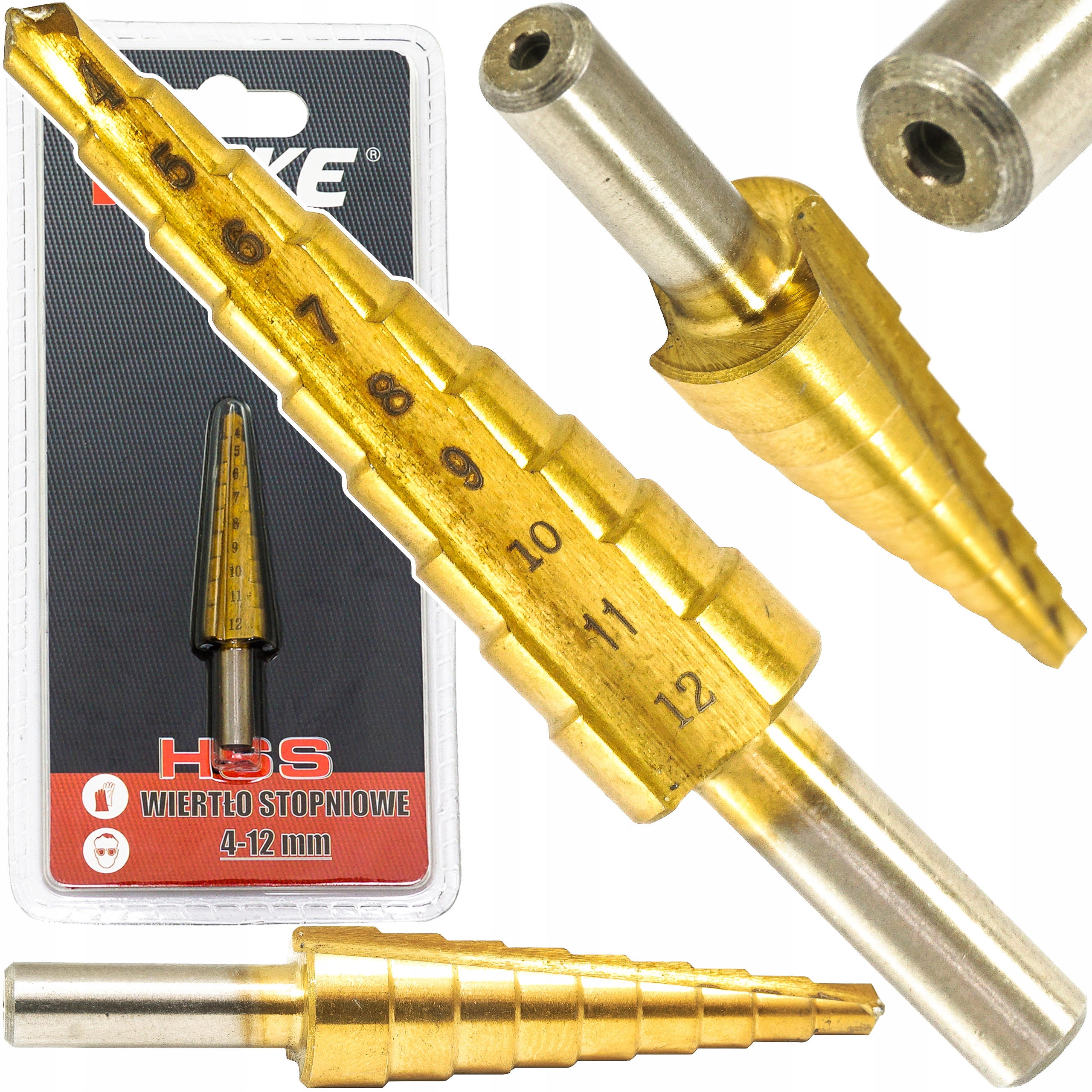 WIERTŁO STOŻKOWE STOPNIOWE SPIRALNE CHOINKOWE DO METALU 4-12mm HSS TYTAN!