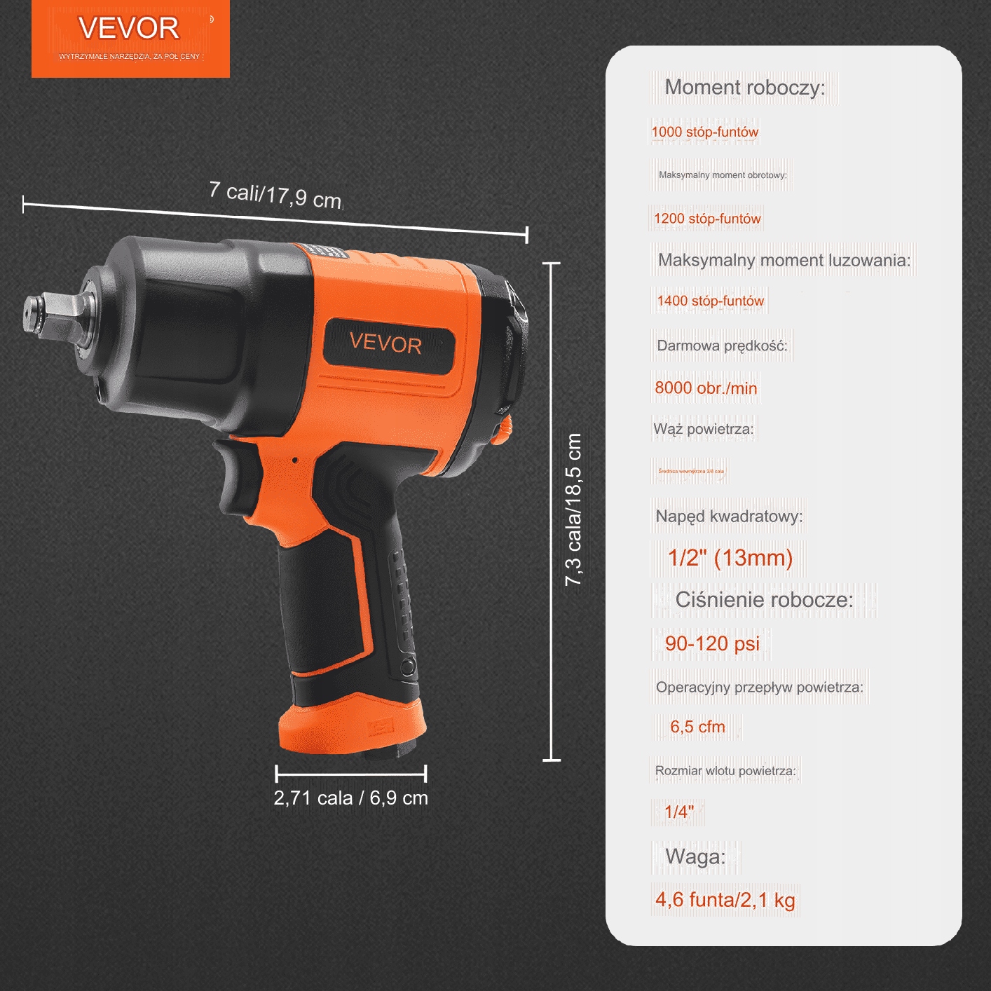 Klucz udarowy pneumatyczny 6000RPM Marka bez marki