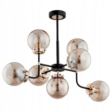 Stropní svítidlo dekorativní, sedm černo-zlatých koulí Alfa E14 10W