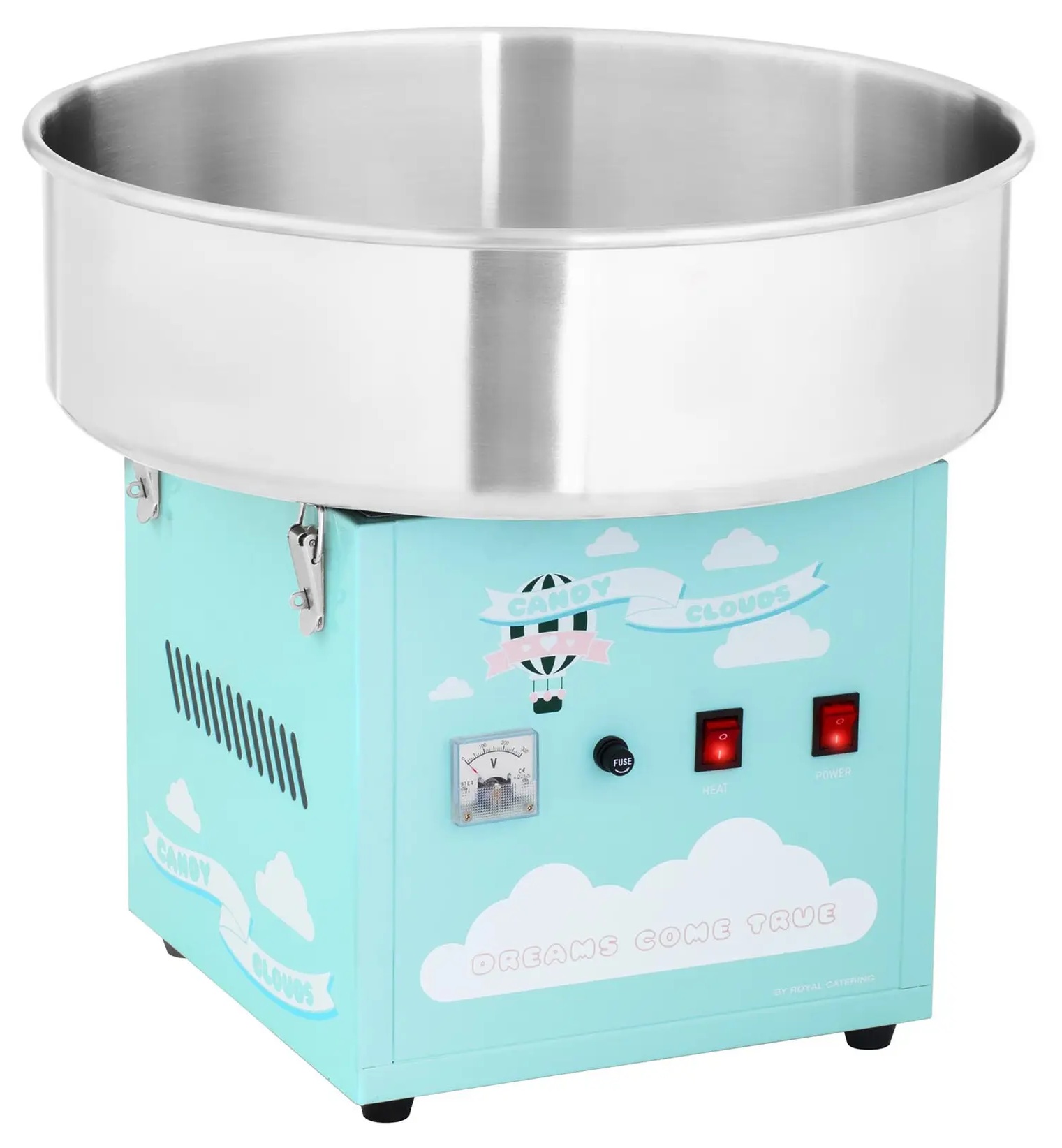 Stroj na cukrovou vatu 52 cm tyrkysový Royal Catering RCZK-1200-BG
